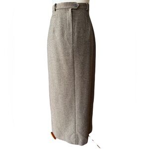 VTG Lauren Ralph Lauren 100% Lambs Wool Houndstooth Maxi Skirt Size 10